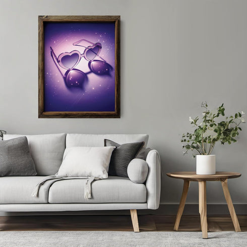 Posterizer 1 pcs-minimalistic purple girly aesthetic heart sunglasses-Girls room art-Miscellaneous-Gifts for Women-Gift for Girls, Teens- UNFRAMED...